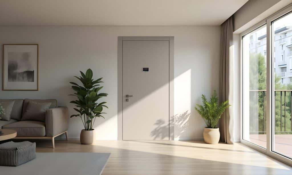 armoured door with concealed hinges