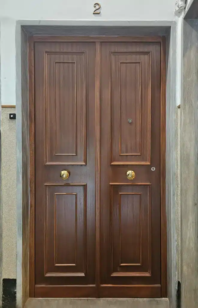 armoured door with mock double leaf