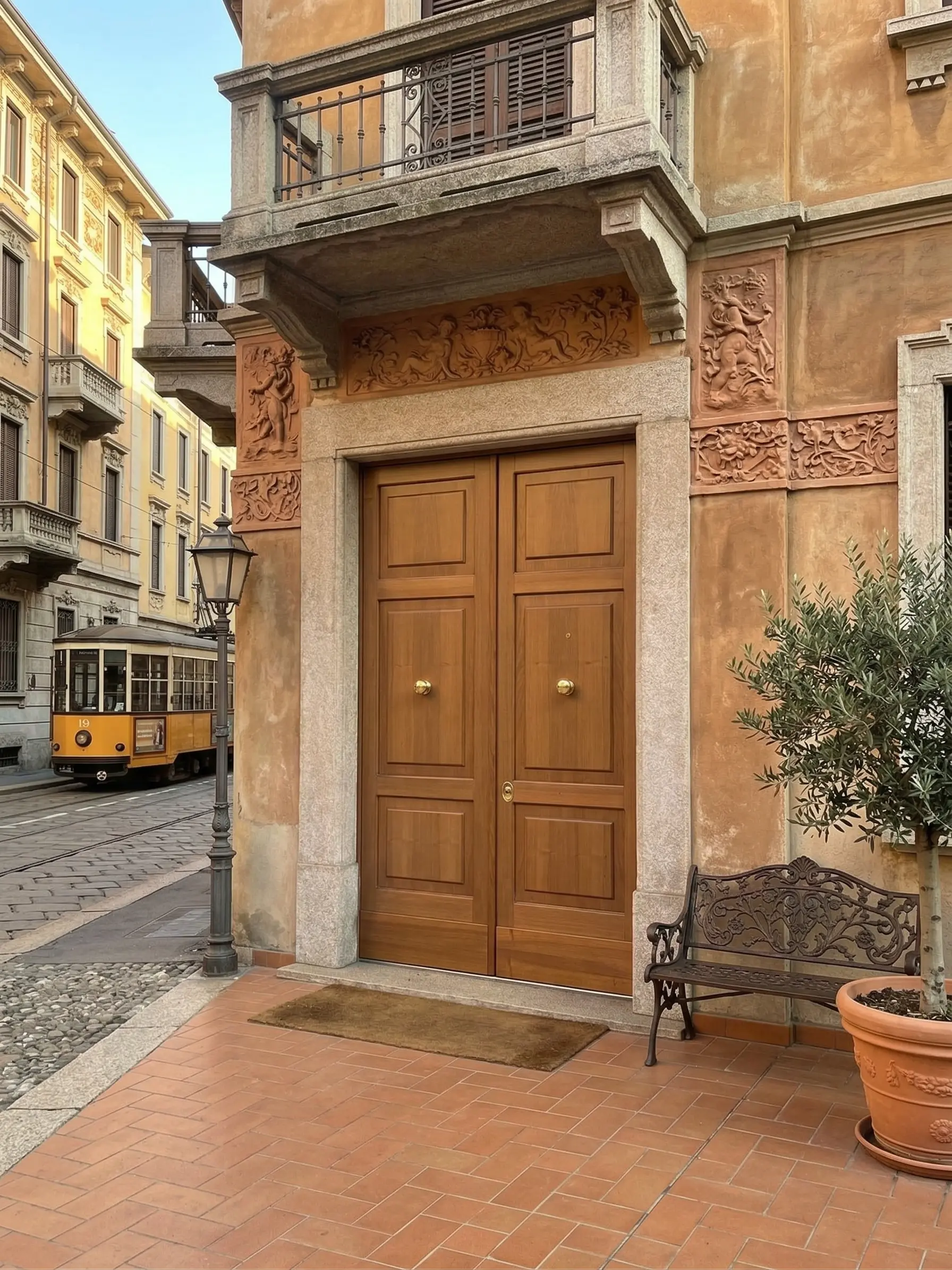 armoured front door in a historic building