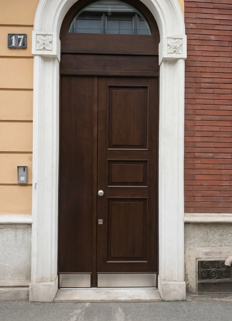 front door of a historic building in Milan