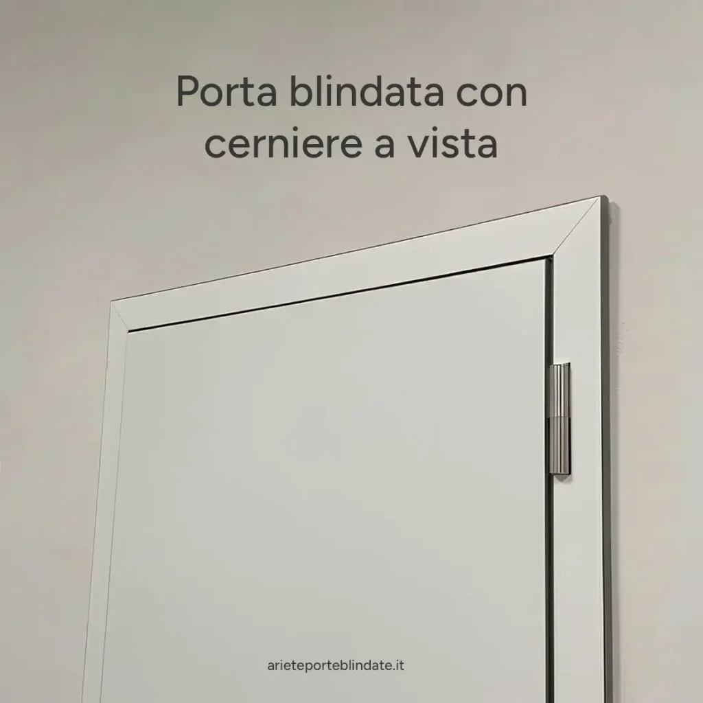 armoured door with exposed hinges