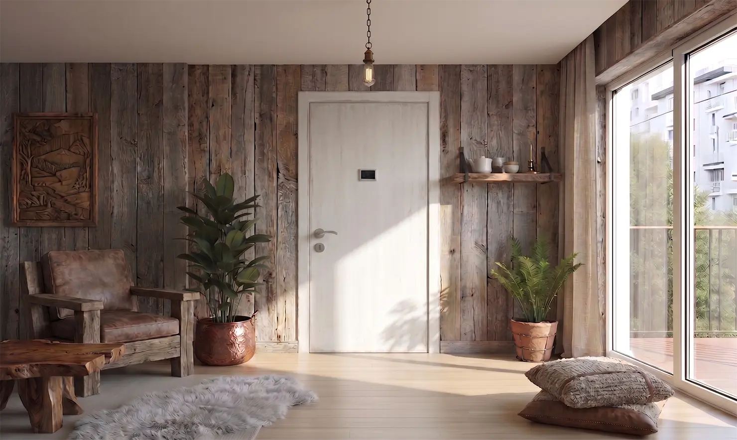 rustic white armoured door