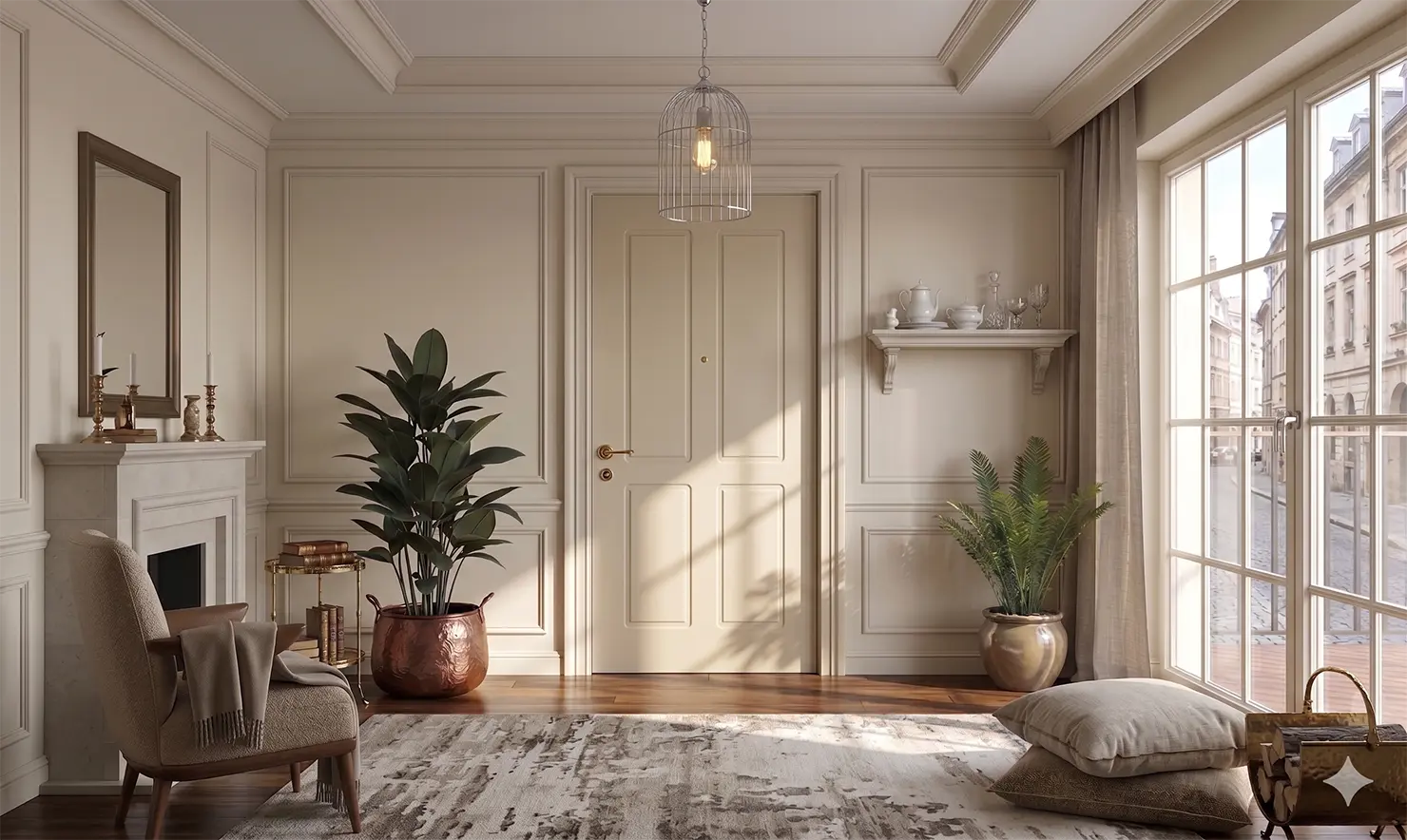 classic white armoured entrance door