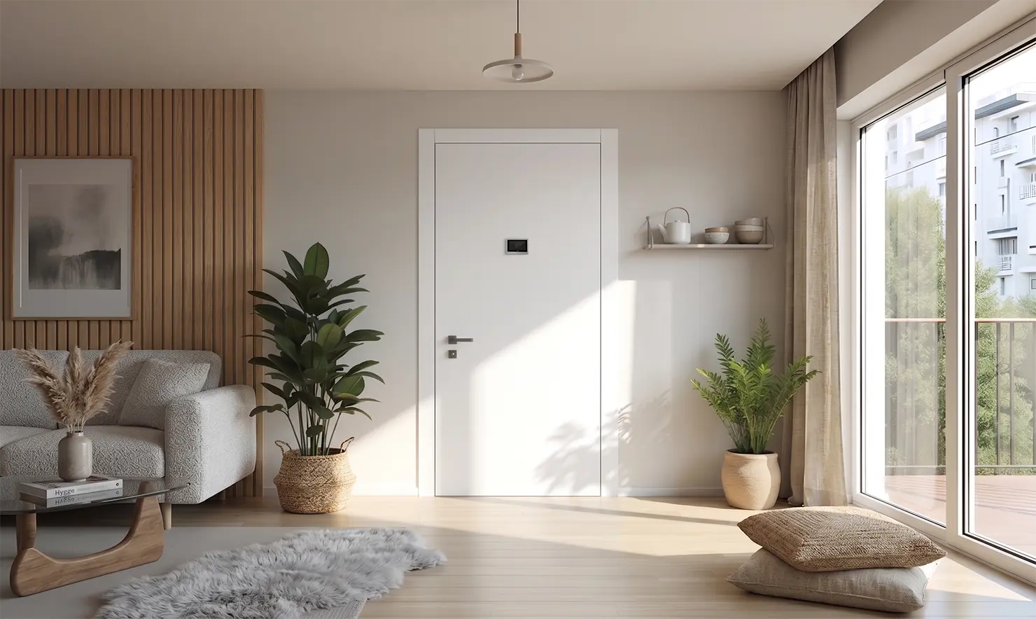 white scandinavian-design armoured entrance door