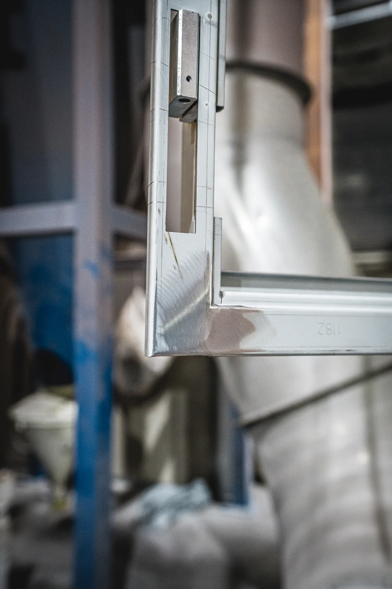 steel frame of an armoured door