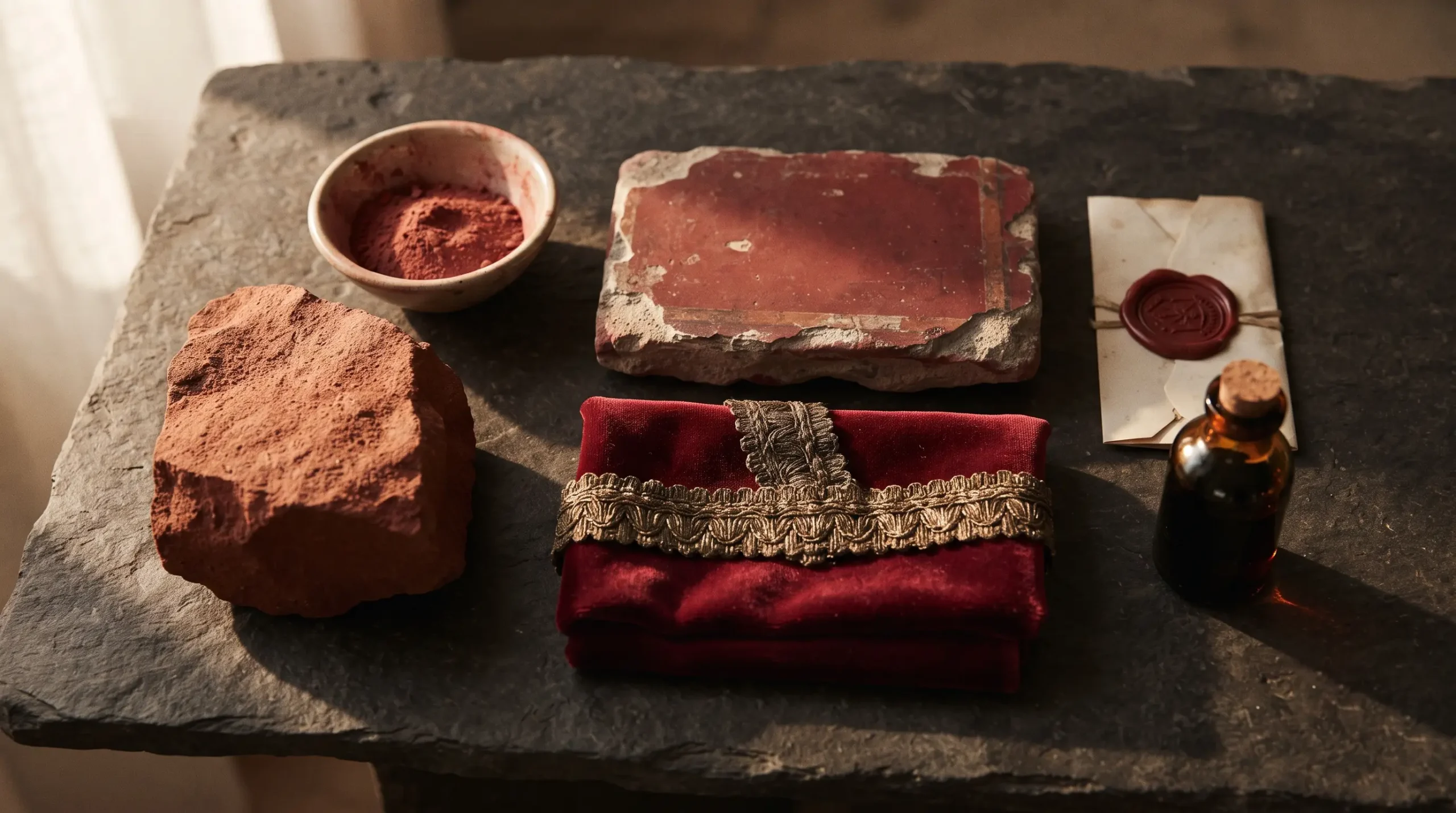 Red ochre pigment and court velvet: the history of the colour red