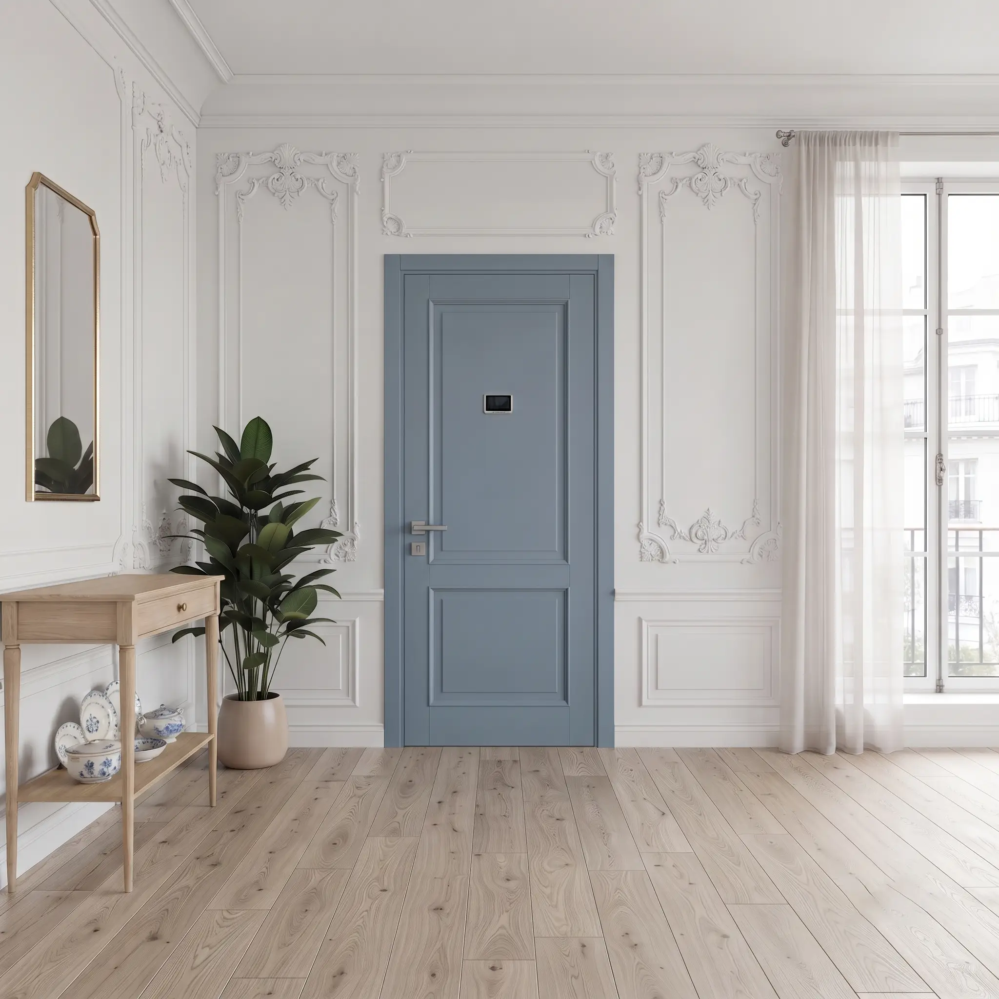 blue armoured door classic style
