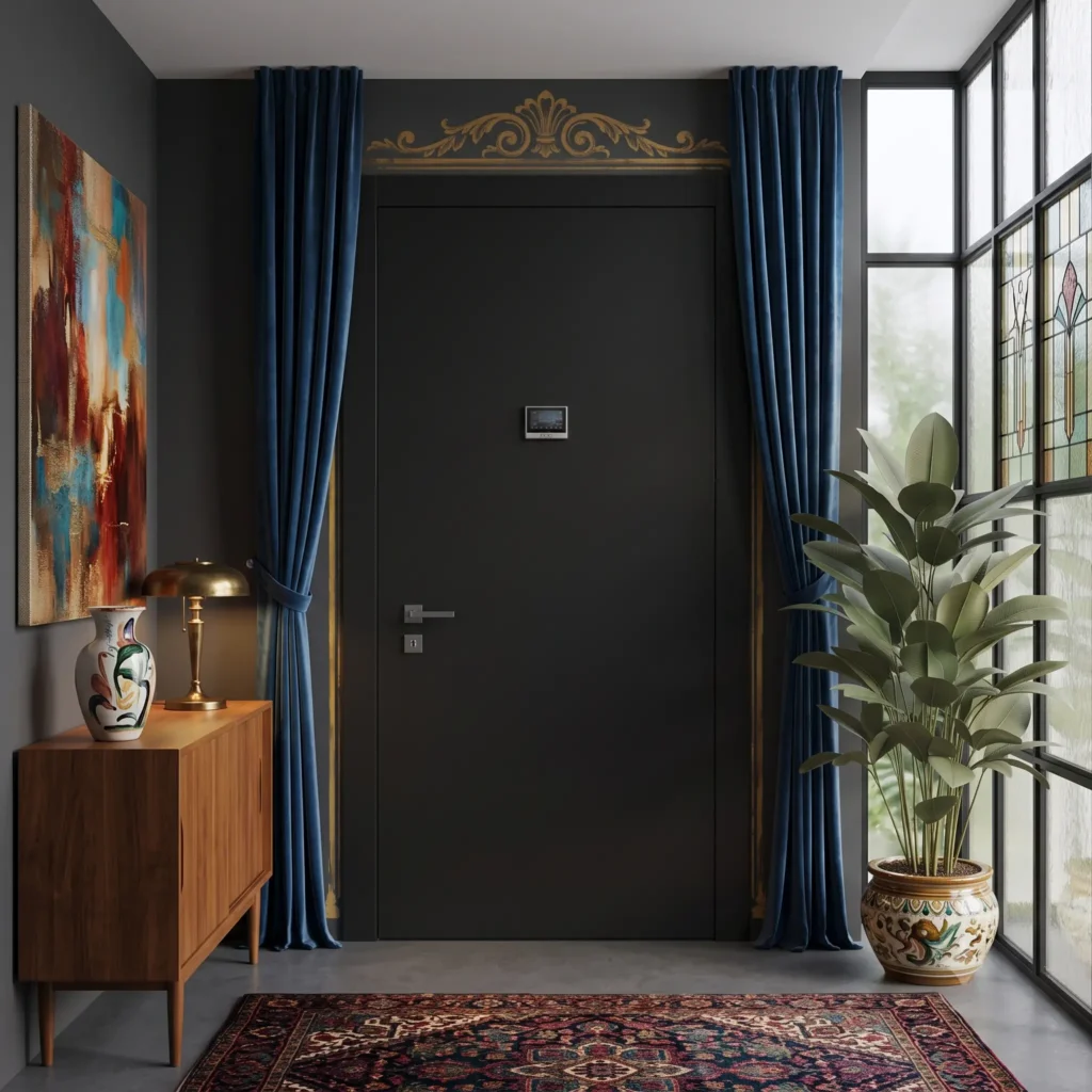armoured door with black panel