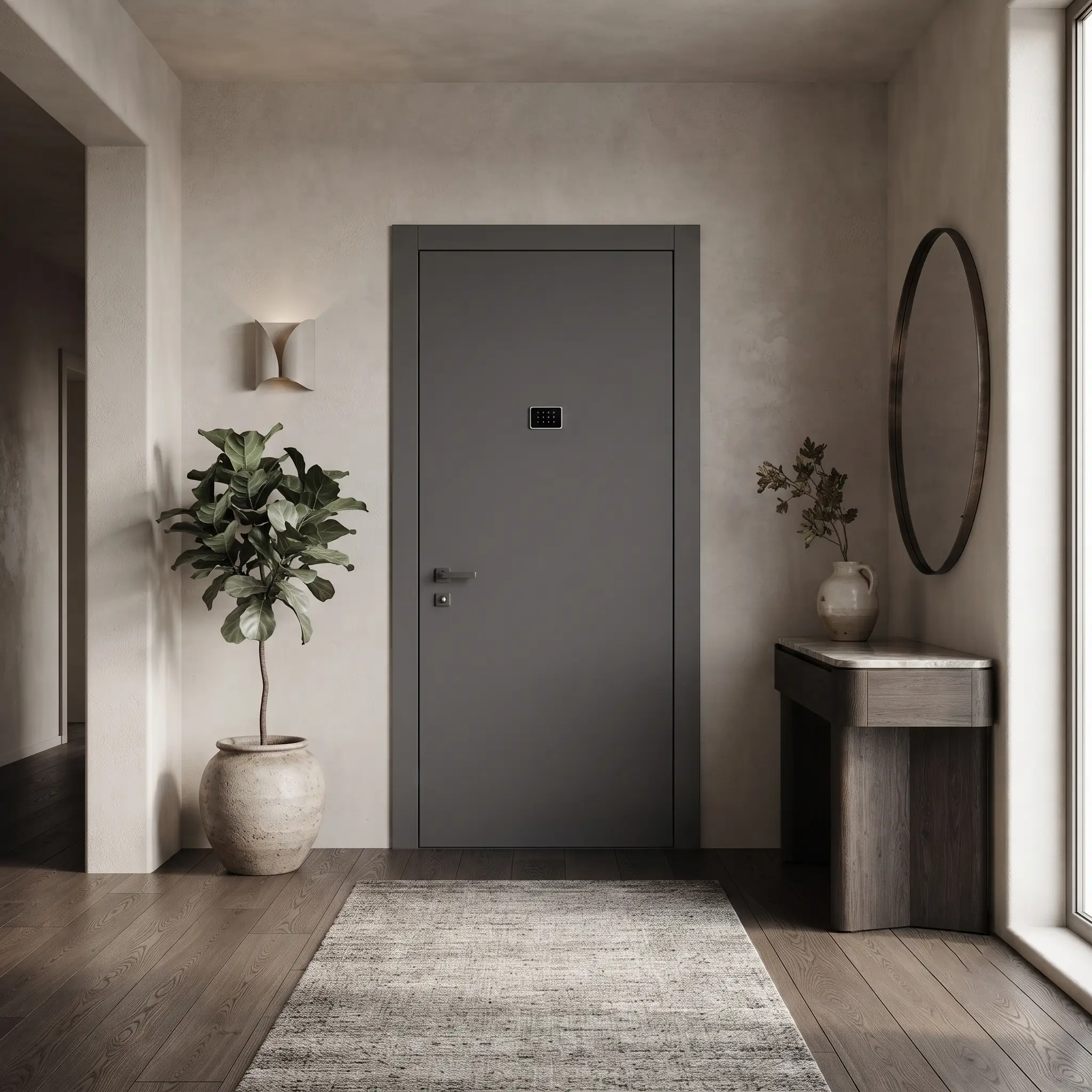 anthracite grey armoured door in a modern style