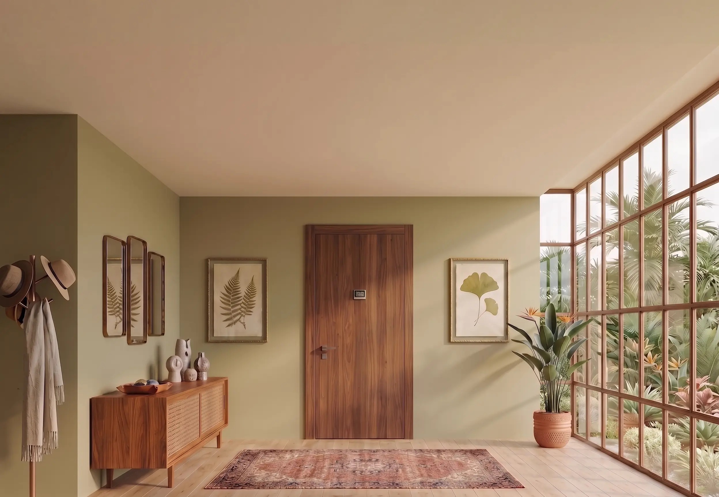 brown wood armoured door
