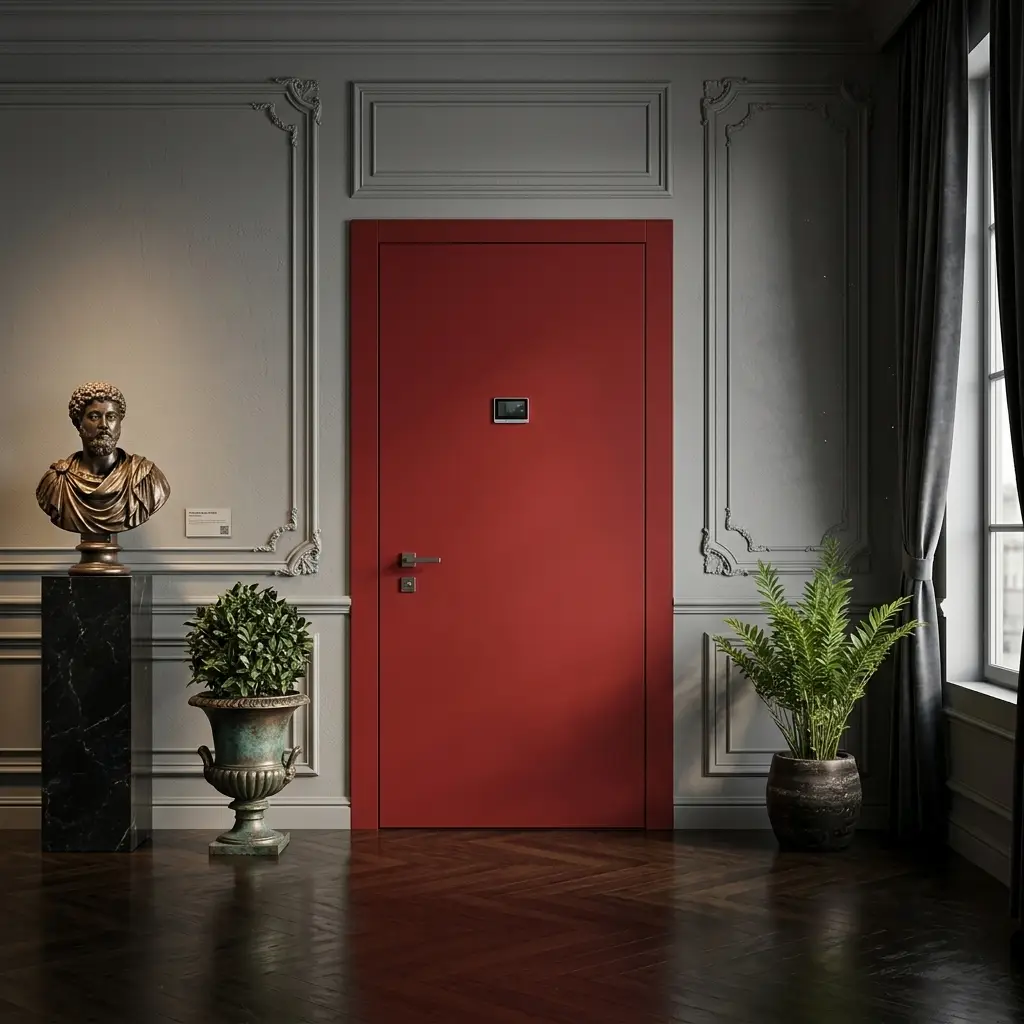 armoured door with red panel