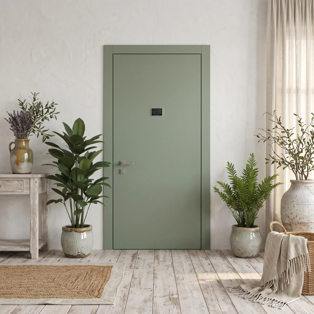 sage green armoured door