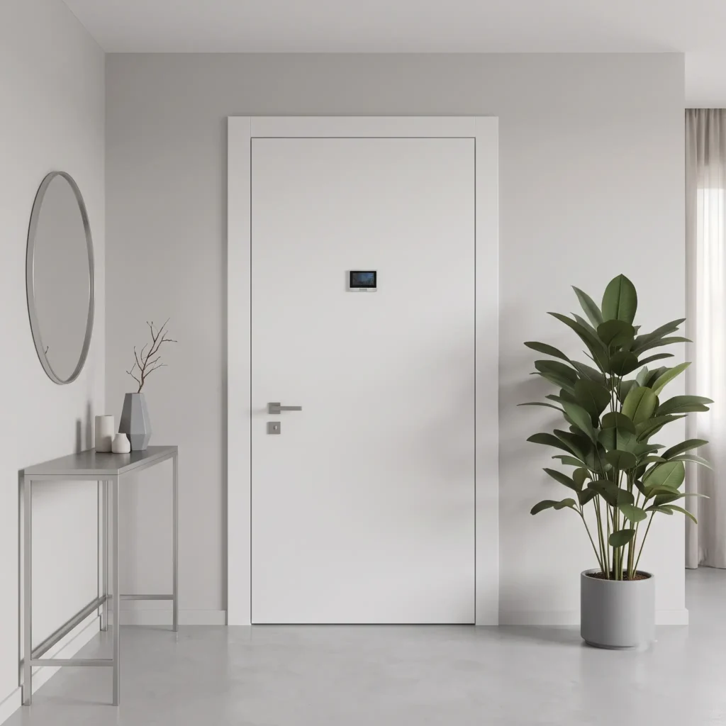 front door with smooth white panel