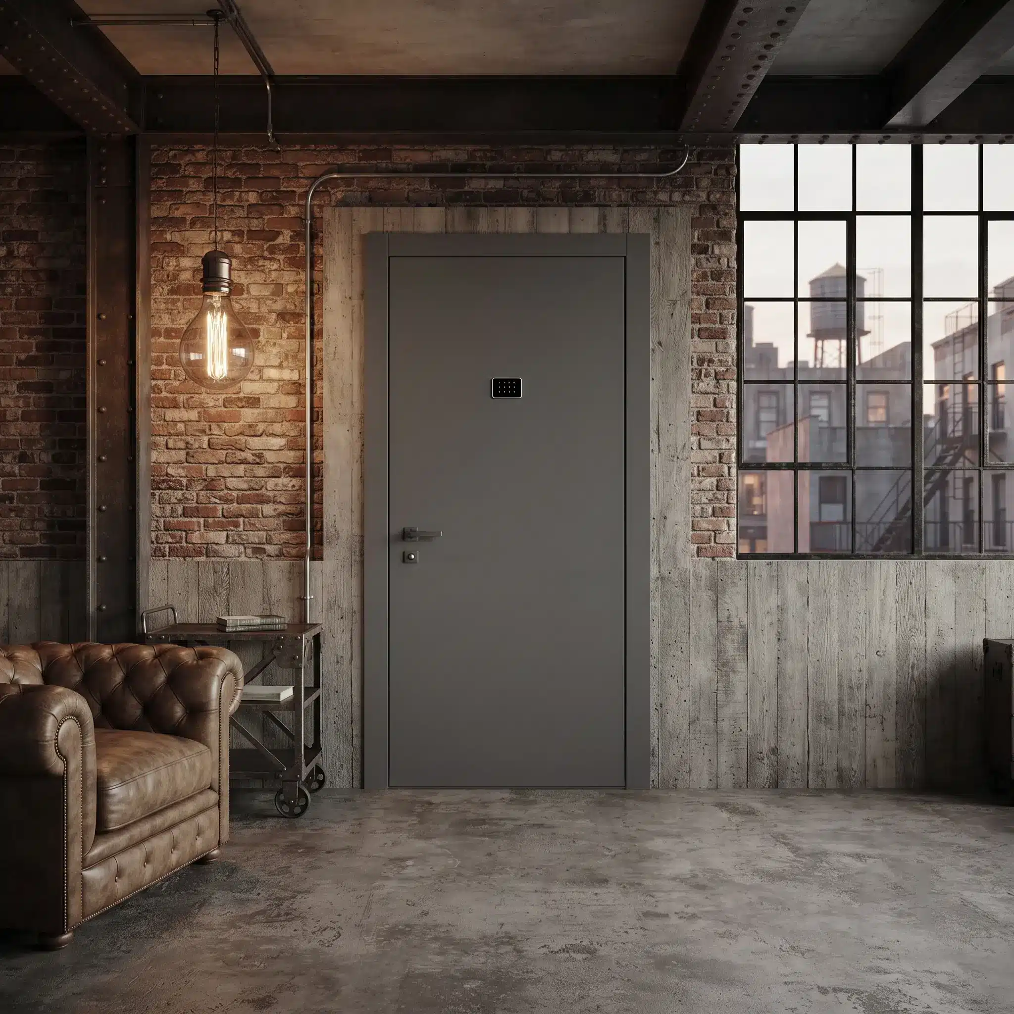 anthracite grey door in an industrial style