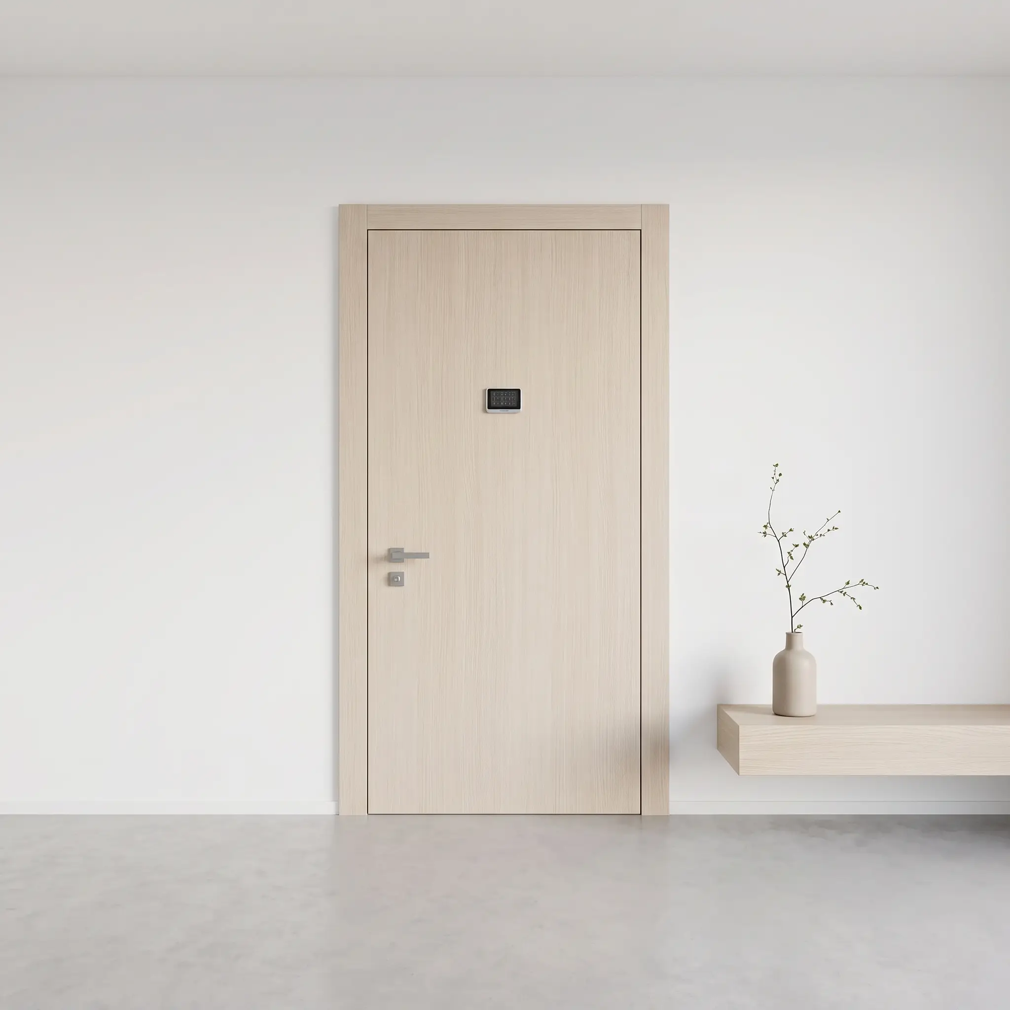 light brown minimal armoured front door