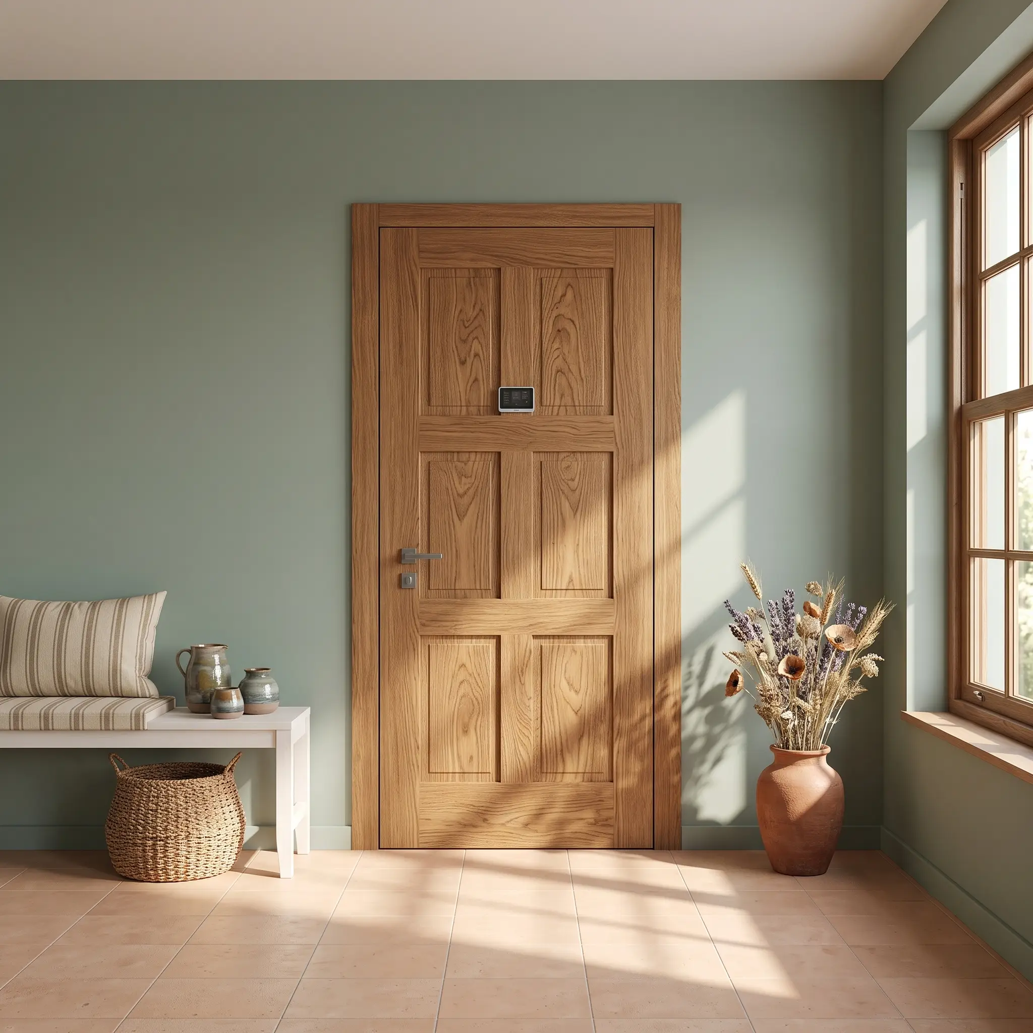 brown armoured front door cottage style