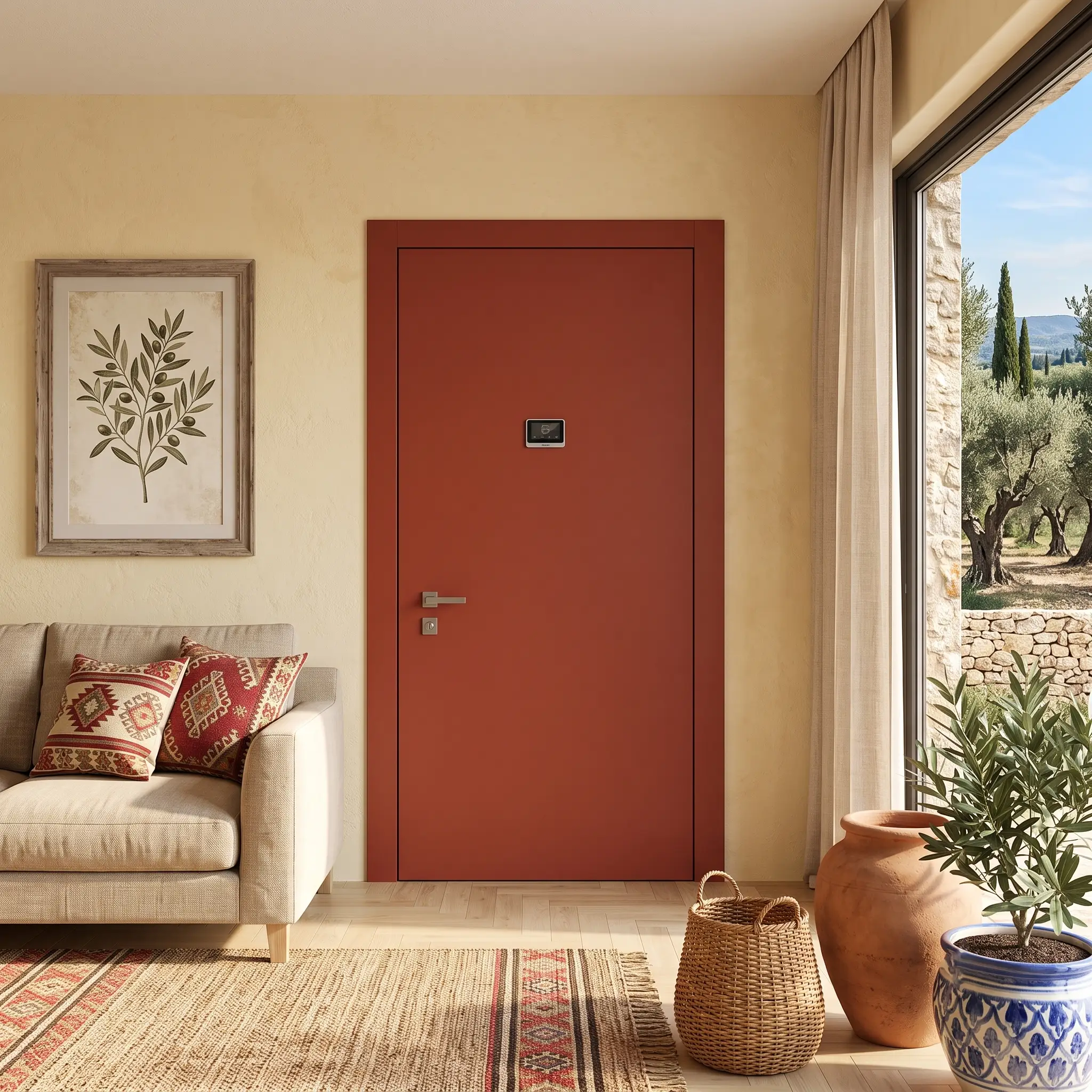 red armoured front door
